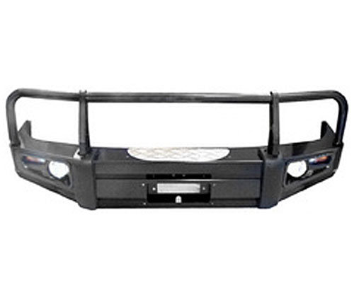 Бампер POWERFUL передний Mitsubishi Pajero II 92-08гг. (черные дуги, защита фар)