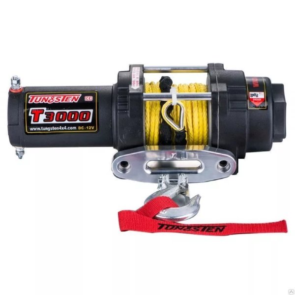 Лебедка Tungsten для квадроцикла T3000 Lb/1361 кг, синтетический трос 10м, 12 вольт